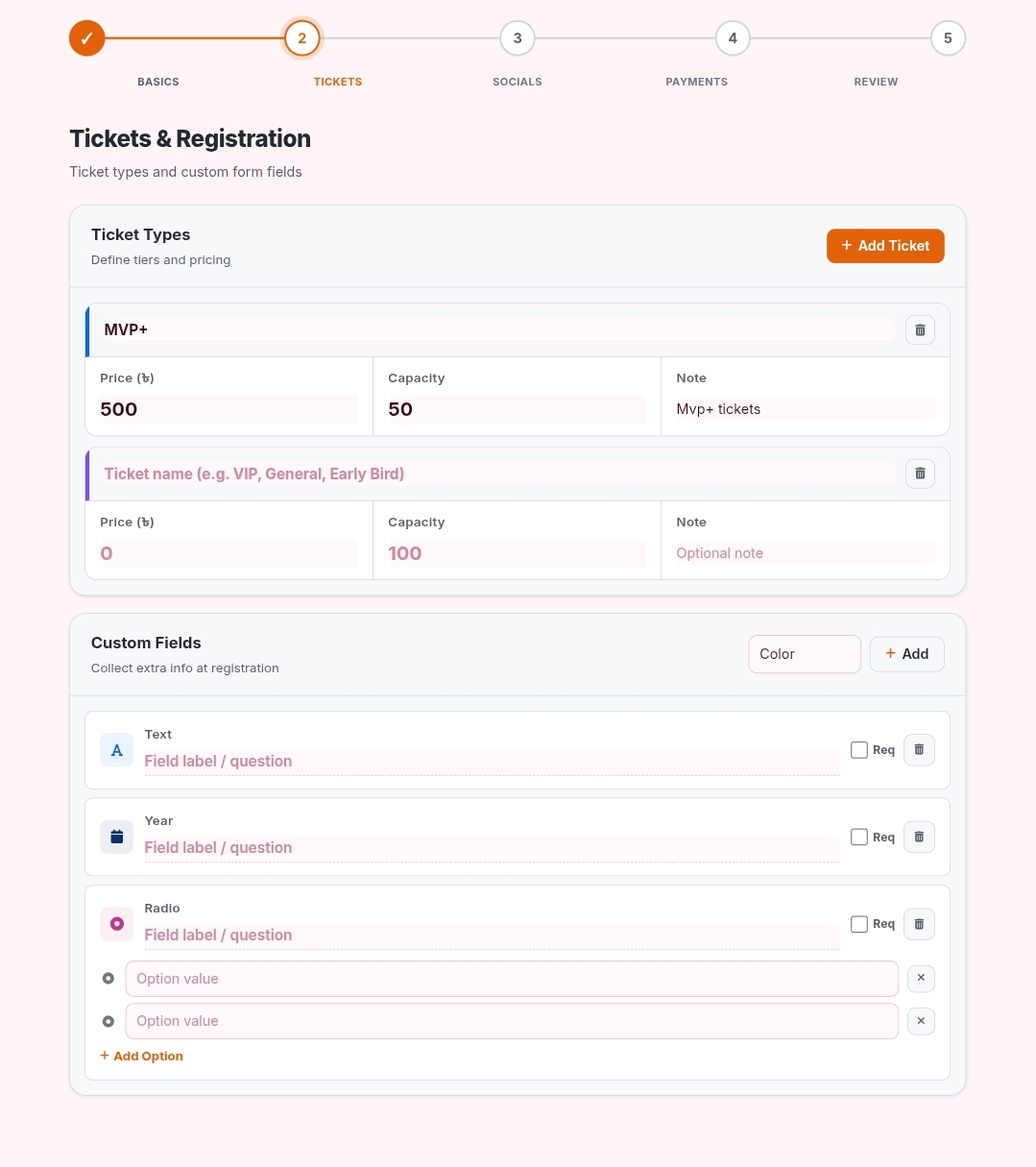 Set Ticket Types & Pricing