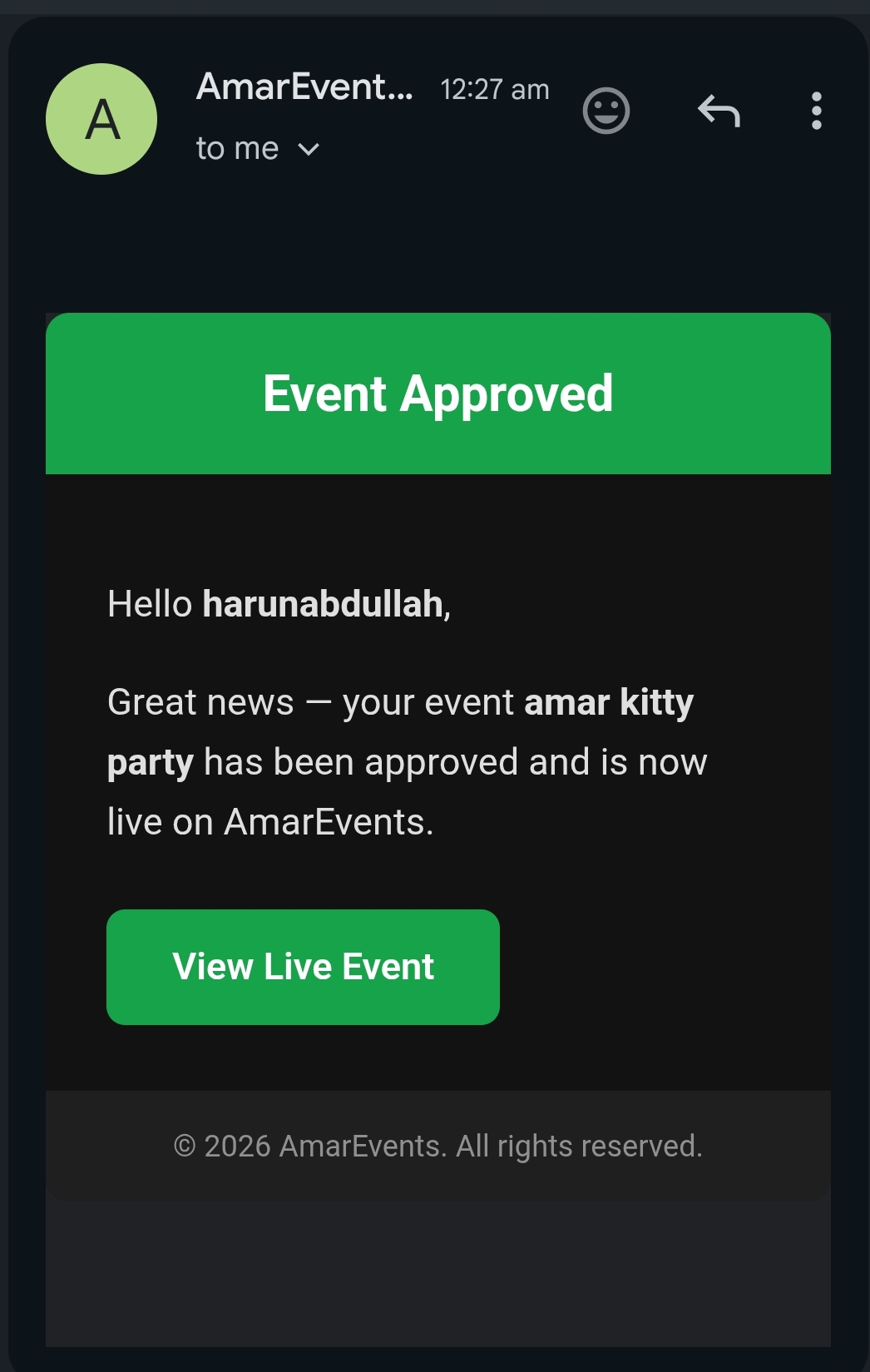 Event Goes Pending